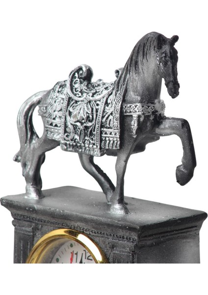 Lüks Işlemeli Saatli At Heykeli Dekoratif Masaüstü Biblo Yeni Yeni Yıl Ev & Ofis Hediyesi 15 Cm. indirimleri
