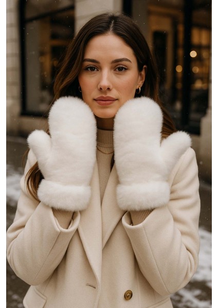 Kadın Peluş Eldiven Eld-32 Ekru modelleri