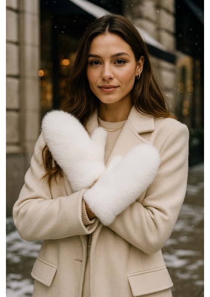 Kadın Peluş Eldiven Eld-32 Ekru fırsatları