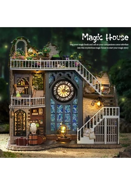 Dıy Ahşap Dollhouse Minyatür Kiti - Sihirli Ev modelleri