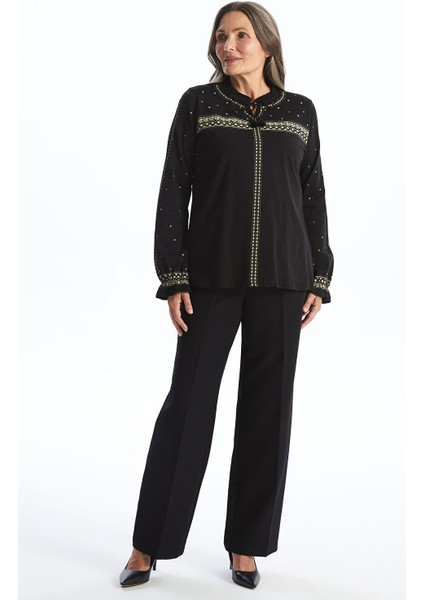 Yeni Sezon Bağlamalı Yaka Desenli Kadın Bluz fiyatları