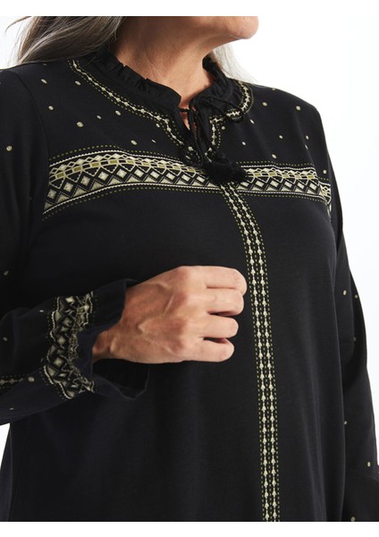 Yeni Sezon Bağlamalı Yaka Desenli Kadın Bluz modelleri