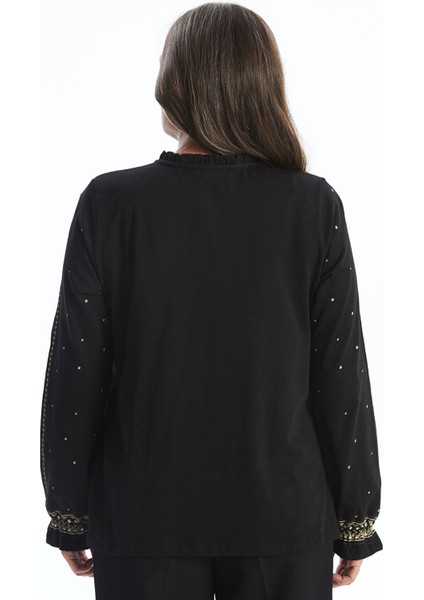 Yeni Sezon Bağlamalı Yaka Desenli Kadın Bluz fırsatları