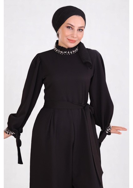 Inci Detaylı Tulum Elbise Siyah MSW19152-1 fiyatları