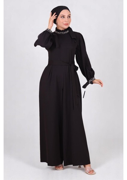 Inci Detaylı Tulum Elbise Siyah MSW19152-1 fırsatları