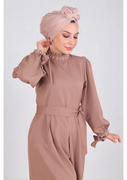 Inci Detaylı Tulum Elbise Vizon MSW19152-3 fiyatları