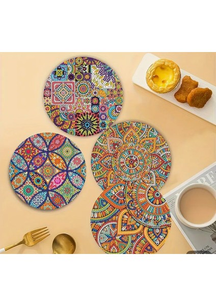 5 D 15X15 cm 4 Lü Elmas Boyama Seti Kendin Yap Tabak/bardak Altlığı