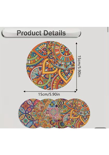 5 D 15X15 cm 4 Lü Elmas Boyama Seti Kendin Yap Tabak/bardak Altlığı fiyatları
