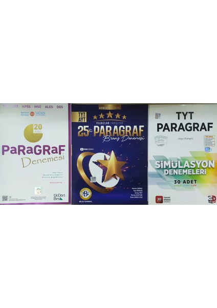 Bilgi Sarmal Yayınları+Üçdörtbeş+3d Tyt Ayt Paragraf Denemeleri 3lü Set