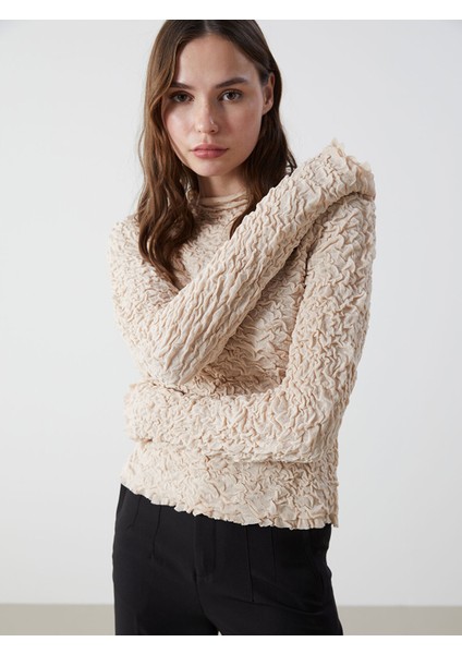 Yeni Sezon Dik Yaka Dokulu Kadın Triko Kazak