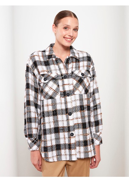 Yeni Sezon Önden Düğme Kapamalı Ekose Uzun Kollu Kadın Tüvit Gömlek Ceket fiyatları