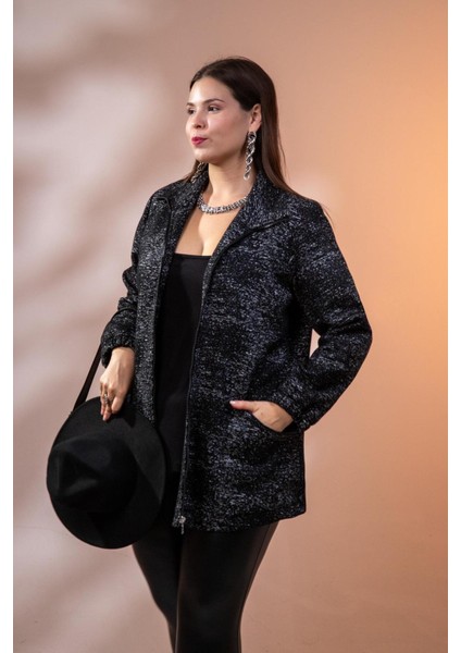 Büyük Beden Fermuarlı Ceket Siyah fiyatları