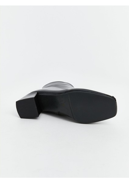 Yeni Sezon Deri Görünümlü Kadın Topuklu Bot modelleri