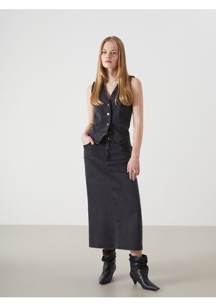 Yeni Sezon Standart Fit Kadın Jean Etek