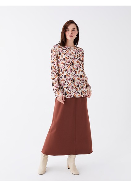 Yeni Sezon Bisiklet Yaka Desenli Uzun Kollu Kadın Bluz modelleri