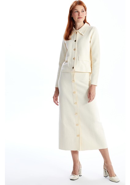 Yeni Sezon Kadın Beli Lastikli Düz Triko Etek