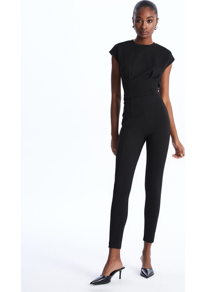 Yeni Sezon Kadın Beli Lastikli Düz Tayt Pantolon