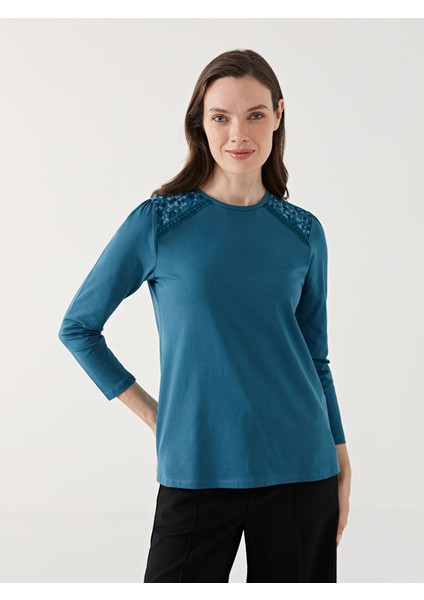 Yeni Sezon Bisiklet Yaka Desenli Kadın Bluz