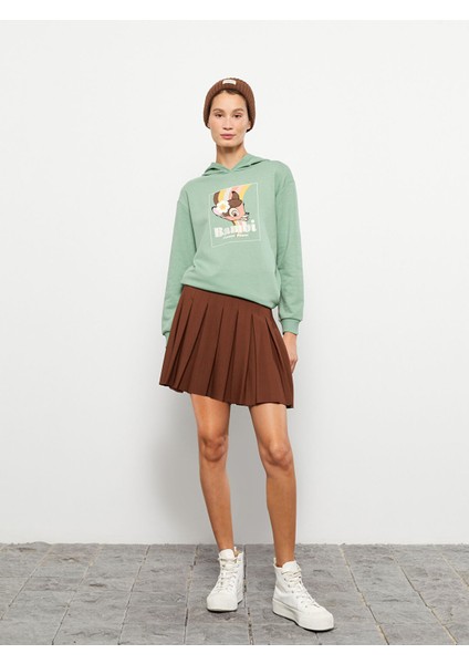 Yeni Sezon Kadın Beli Fermuarlı Düz Pileli Etek