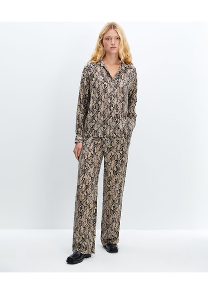 Yeni Sezon Yılan Derisi Desenli Oversize Kadın Gömlek fiyatları
