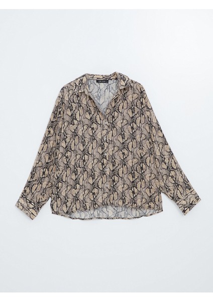 Yeni Sezon Yılan Derisi Desenli Oversize Kadın Gömlek indirimleri