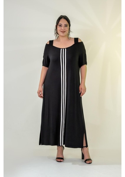 Kadın Büyük Beden Önü Biyeli Siyah Elbise fiyatları