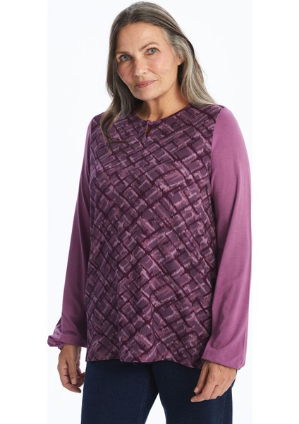 Yeni Sezon Bisiklet Yaka Desenli Kadın Bluz