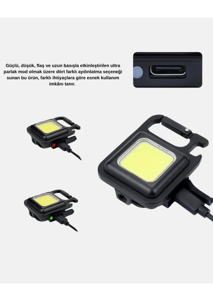 USB Type-C Şarjlı Mini Fener – Manyetik, Katlanabilir ve Şişe Açacaklı Tasarım modelleri