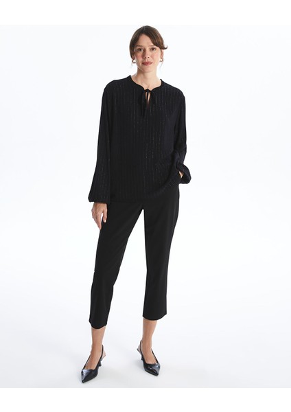 Yeni Sezon Bağlamalı Yaka Desenli Kadın Bluz modelleri