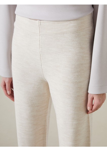 Yeni Sezon Beli Lastikli Geniş Paça Kadın Triko Pantolon modelleri