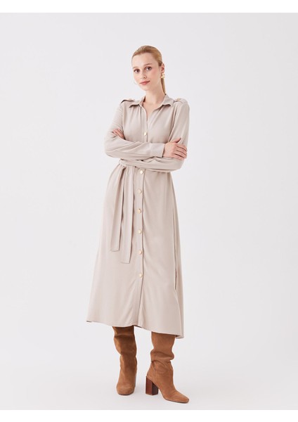Yeni Sezon Düz Uzun Kollu Kadın Gömlek Elbise