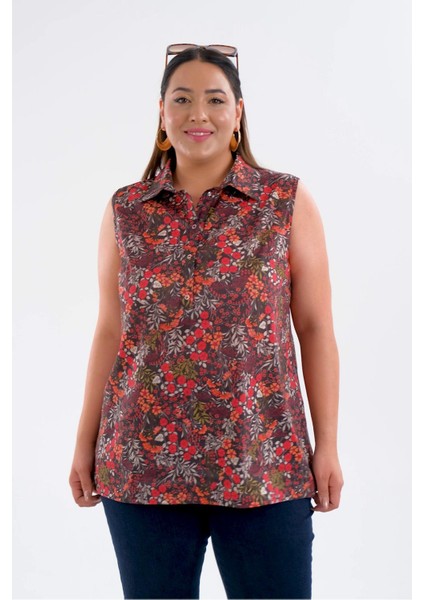 Kadın Büyük Beden Kolsuz Siyah Gömlek