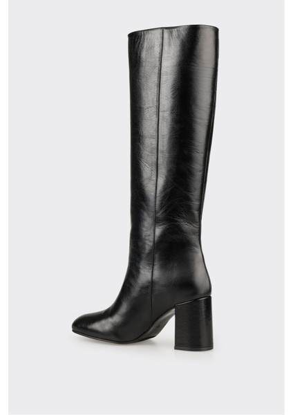 Siyah Deri Kadın Çizme modelleri