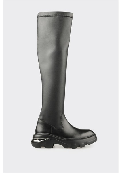 Siyah Kadın Düz Çizme