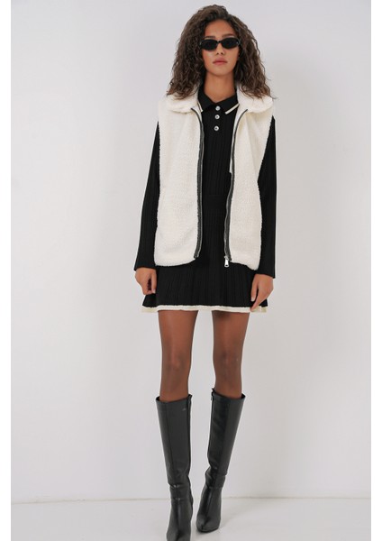 6793 Peluş Yelek - Beyaz modelleri