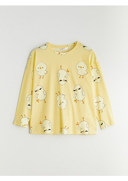 Yeni Sezon Büyük Beden Civciv Baskılı Kadın Pijama Takımı fırsatları