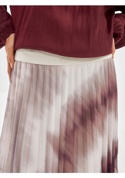 Yeni Sezon Beli Lastikli Desenli Pileli Kadın Etek modelleri