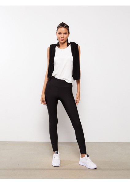 Yeni Sezon Kadın Beli Lastikli Düz Spor Tayt