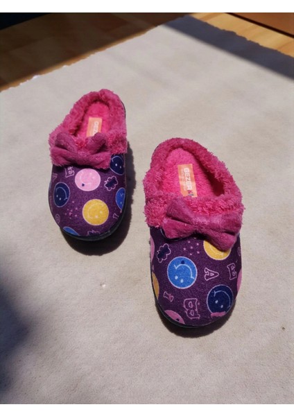 Çocuk Fiyonklu Yumuşak Taban Kreş Anaokulu Ev Terlik modelleri