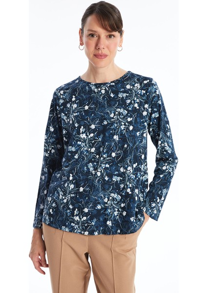 Yeni Sezon Bisiklet Yaka Desenli Kadın Bluz