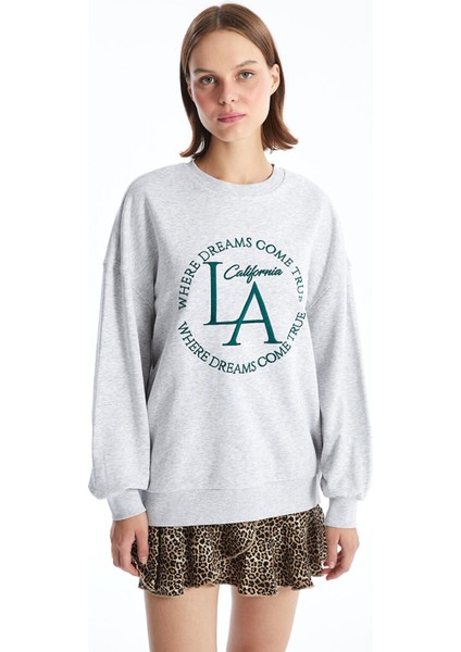 Yeni Sezon Bisiklet Yaka Baskılı Uzun Kollu Kadın Sweatshirt fiyatları