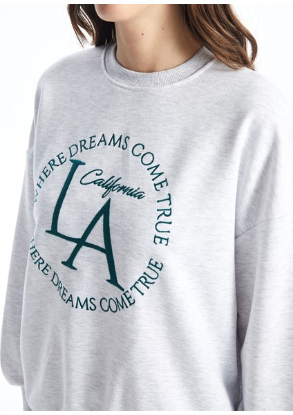 Yeni Sezon Bisiklet Yaka Baskılı Uzun Kollu Kadın Sweatshirt indirimleri