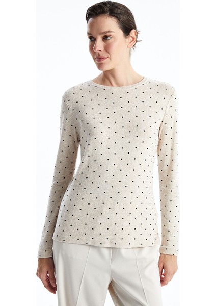 Yeni Sezon Bisiklet Yaka Puantiyeli Kadın Tişört