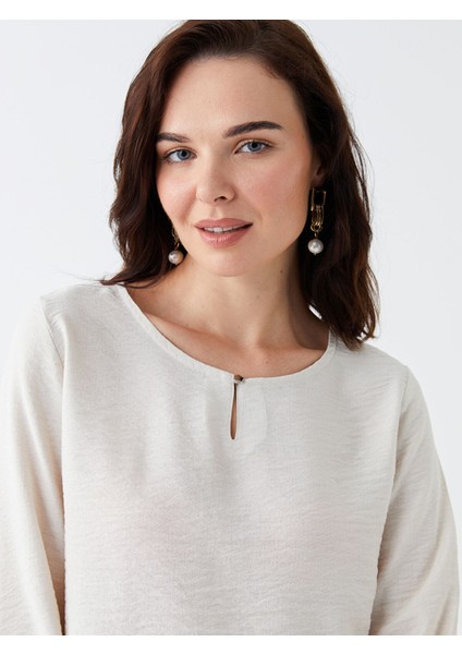 Yeni Sezon Bisiklet Yaka Düz Uzun Kollu Kadın Bluz modelleri