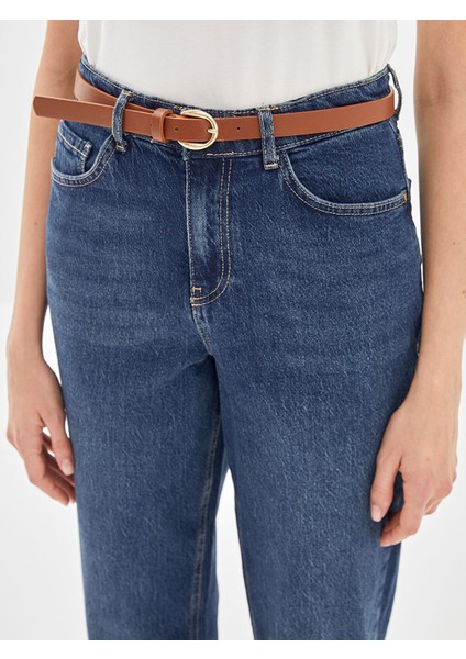 Yeni Sezon Beli Kemerli Mom Fit Kadın Jean Pantolon modelleri