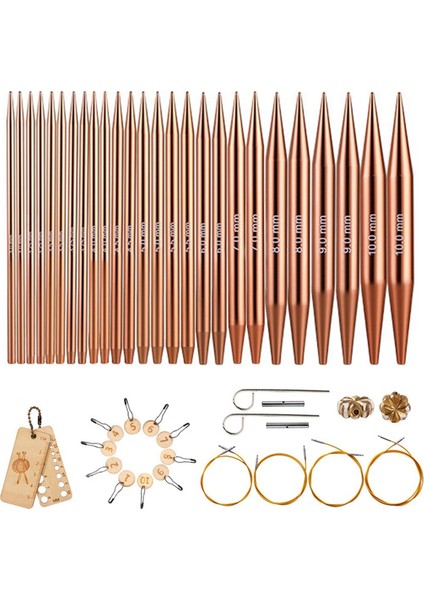 Alüminyum Dairesel Örgü Iğneleri Set Değiştirilebilir Tığ Işi Kancalar Dokuma Iplik Örgü El Sanatları Aksesuarlar Kiti (Yurt Dışından)