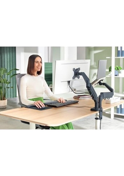 Ergo Monitör & Dizüstü Bilgisayar Için Ikili Monitör Kolu, 65380089, Gri fiyatları