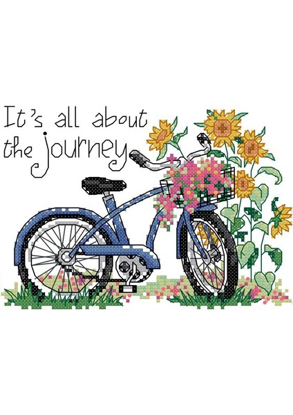 Dıy El Örgü Baskı Çapraz Dikiş Seti Nakış Seti 11CT Küçük Şeref Bisiklet Ayçiçeği Deseni Çapraz Dikiş 26*21CM Ev Dekorasyonu (Yurt Dışından)