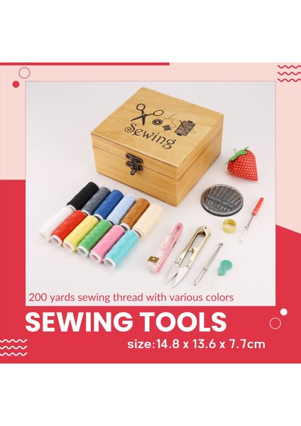 Ahşap Dikiş Kutusu Dikiş Aksesuarları Tamir Için Kit Çalışma Kutusu Malzemeleri (Yurt Dışından) fırsatları