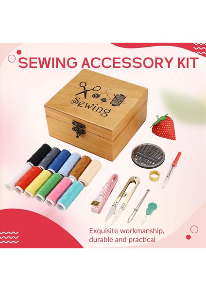 Ahşap Dikiş Kutusu Dikiş Aksesuarları Tamir Için Kit Çalışma Kutusu Malzemeleri (Yurt Dışından) indirimleri
